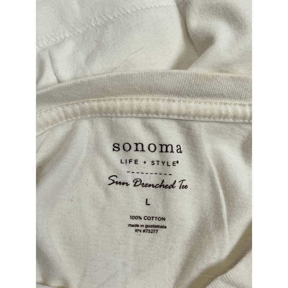 Sonoma Women's Life + Style Sun Drenched Short Sleeve Tee White Large 100% Cotto - Picture 4 of 6